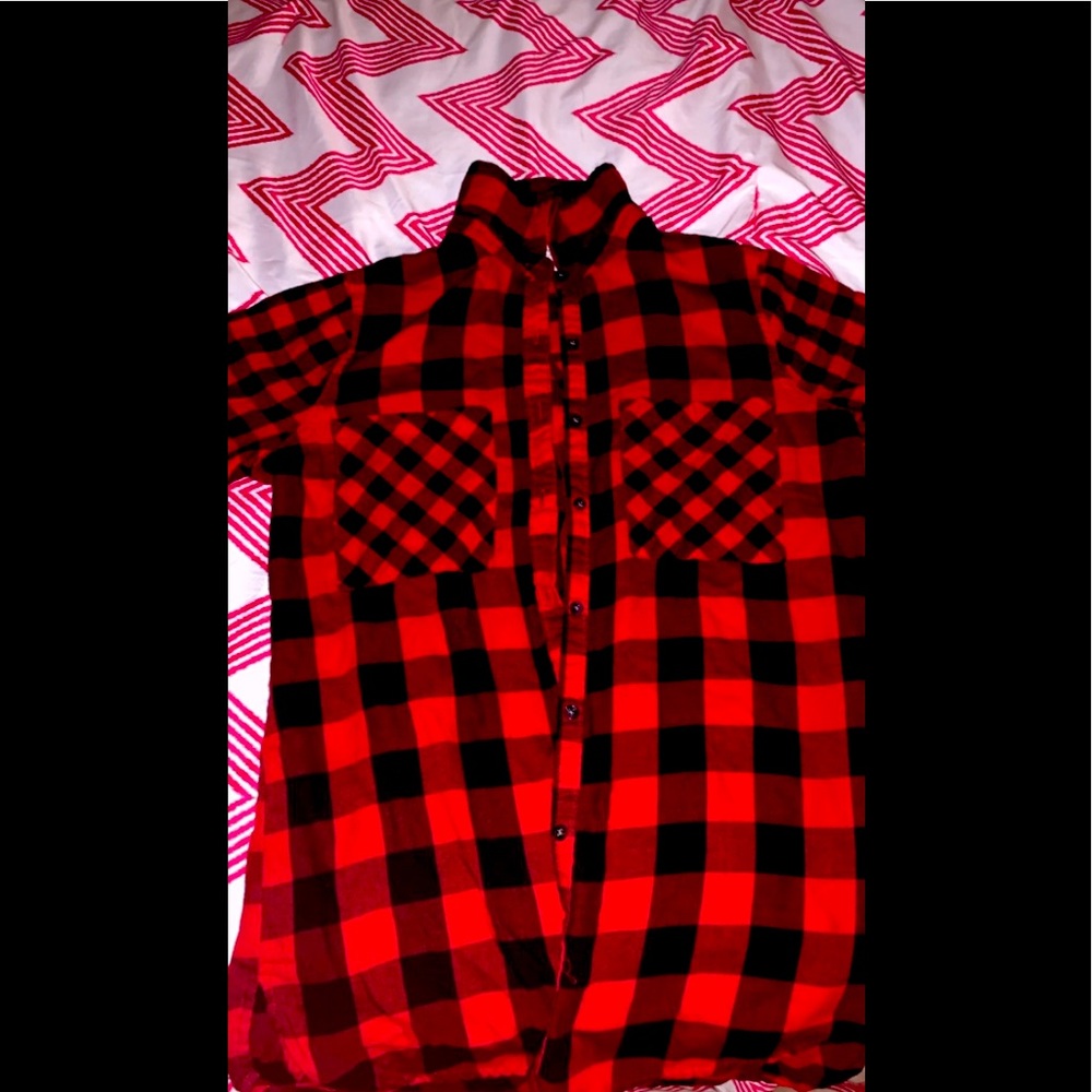Red plaid blouse